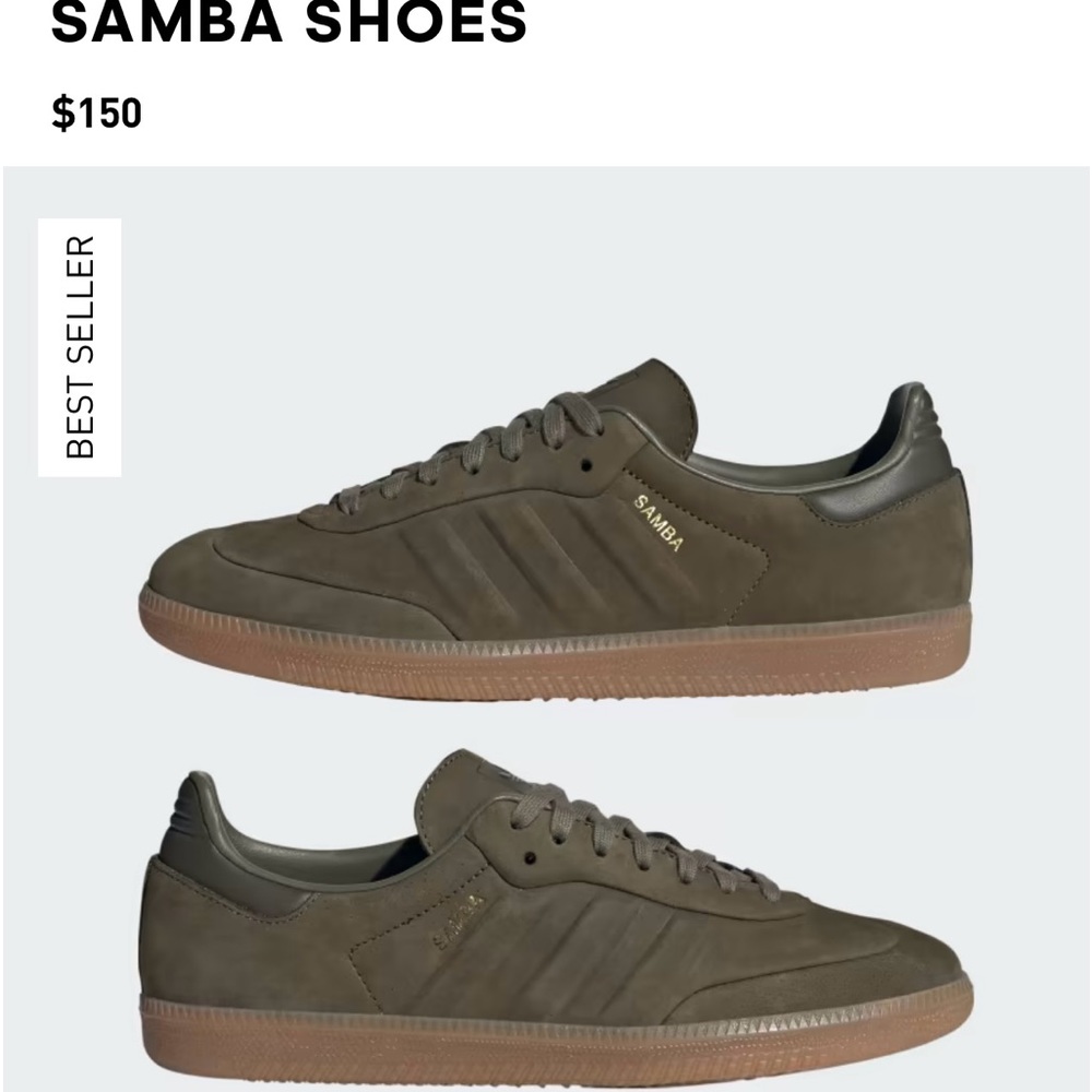 Adidas Samba. Olive green. Size M 7.5/ W 8.5. Never worn